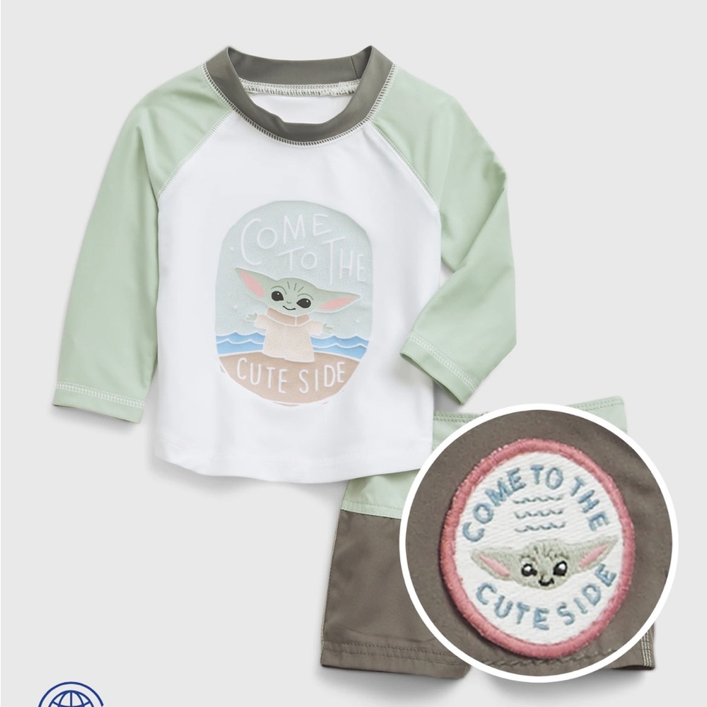 NWT baby gap baby yoda grogu swim set “come to the cute side” Star Wars